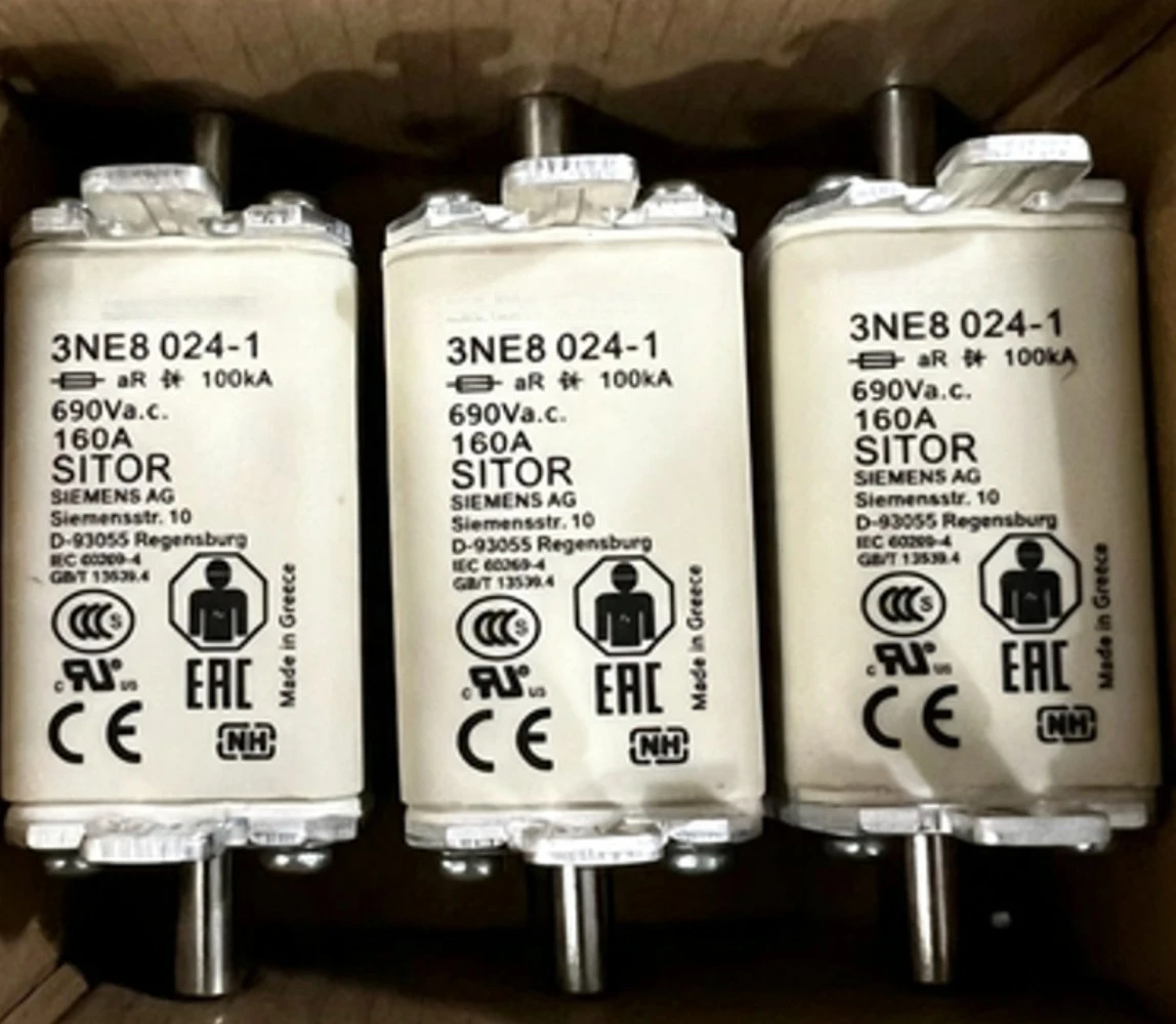 3Pcs 3NE8024-1 SITOR Fuse Link 160A 690VAC aR NH00 Semiconductor Protection Fuse Brand New