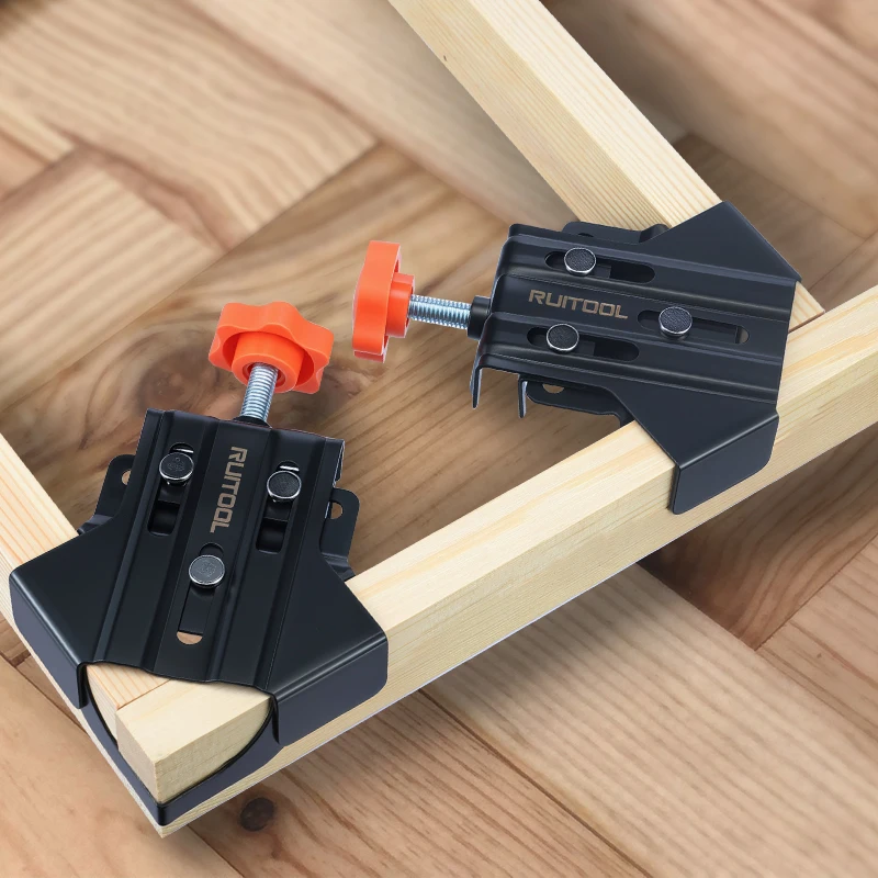 

Right Angle Clamp Set 90 Degree Stainless Steel Corner Clamp Single Handle Adjustable Swing Jaw for DIY Gluing Cabinets