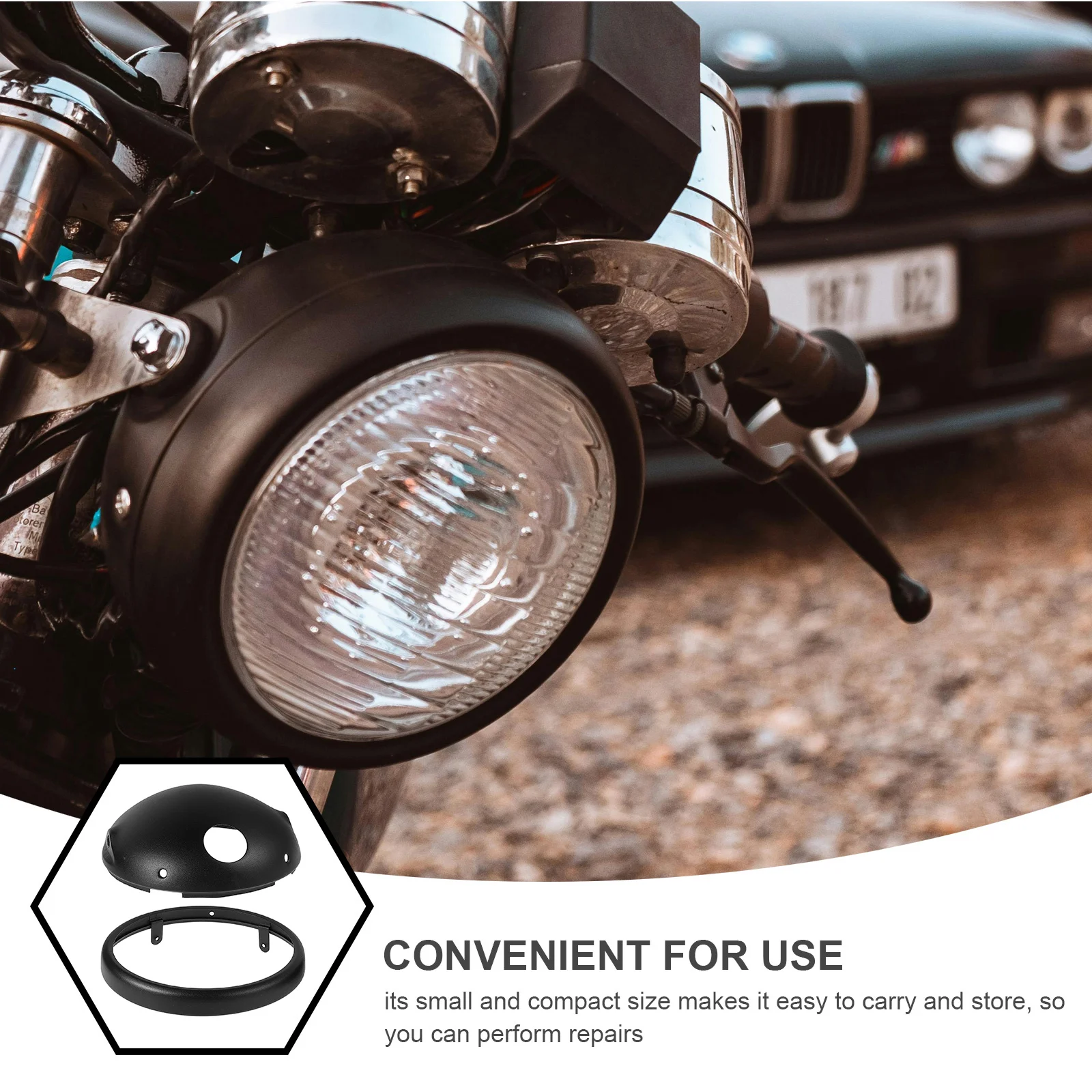 1 set di coperture per fari per moto da 7 pollici, vestibilità universale, metallo durevole, protezione elegante, facile installazione, visibilità notturna migliorata