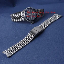 Estilo de luxo 316l aço inoxidável prata jubileu pulseira pulseira pulseiras sólida extremidade curvada para 22mm orient mako RA-AA0002L