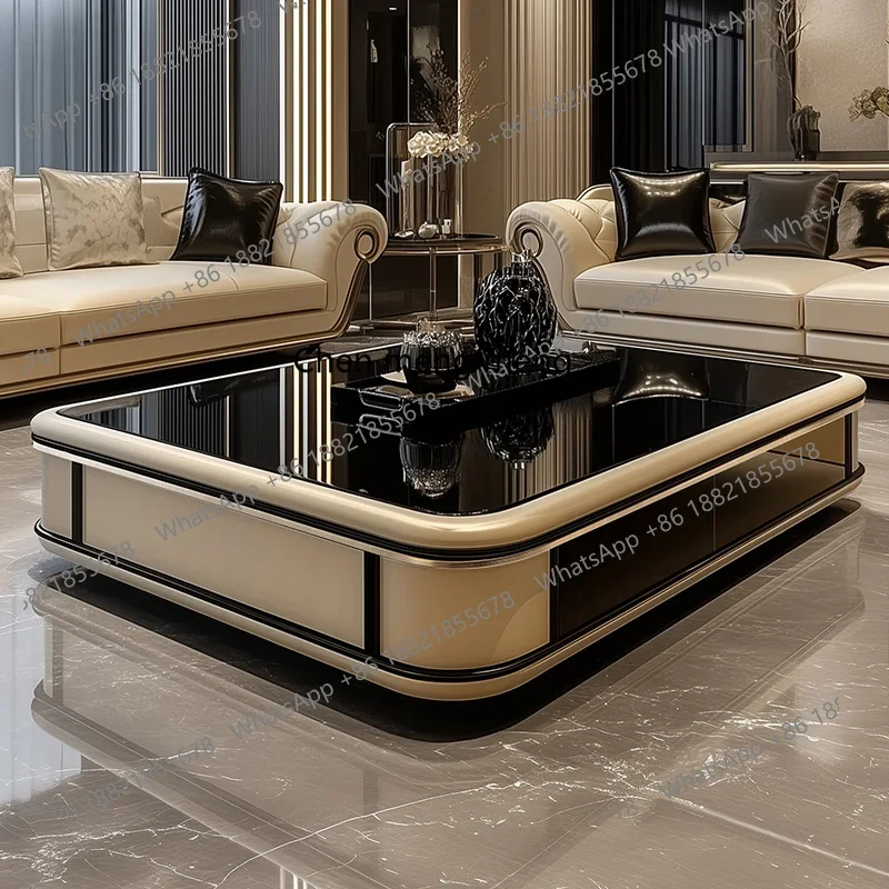 

Современный минималистичный черный журнальный столик для гостиной, дома, современный 45, большой стеклянный стол, дизайнерская модель