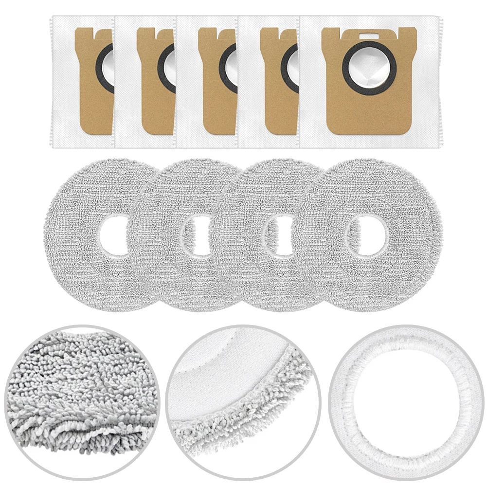 Для Xiaomi 5/OV31GL, для Mijia для робота-пылесоса 5C/OV42CN, 4 подушечки для швабры, 5 мешков для пыли для бытовых принадлежностей, чистка деталей пылесоса