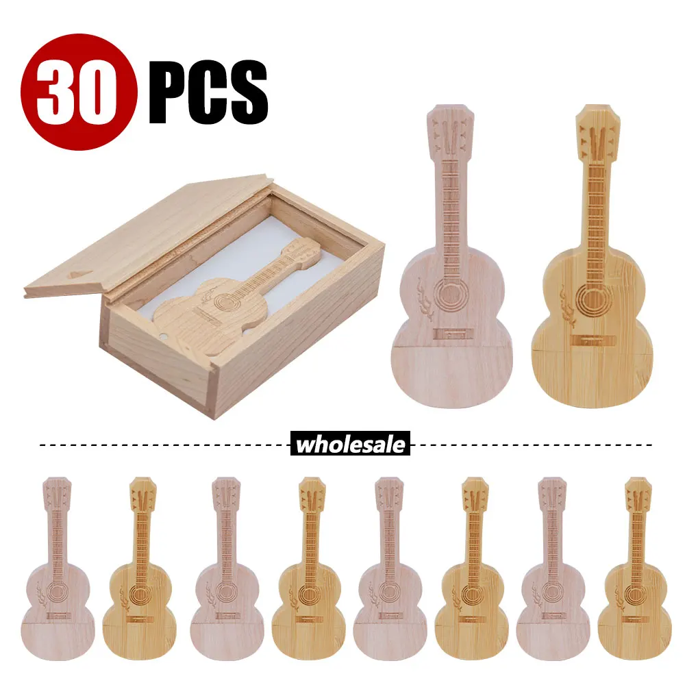 

30/pcs lot wooden usb flash drive 128GB Wooden Pen Drive 64GB Memory Stick 32G For Laptop U Disk Laser Engraving Box GIFT LOGO