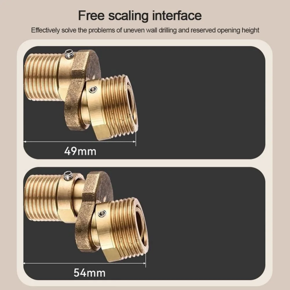 360° Rotating Brass Shower Faucet Adapter Adjustable Angle 0-40° And Distance 110-190mm Easy Install For Bathroom Kitchen
