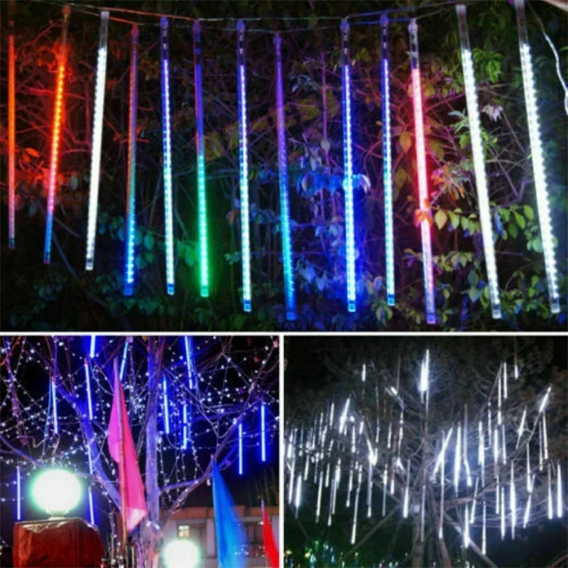 Meteor Shower Rain LED String Lighting, Fairy Light, Ao ar livre, Natal, Decoração de festa de casamento, Ano Novo, 1, 2, 3, 4 Set, 30 cm, 50cm, 2022