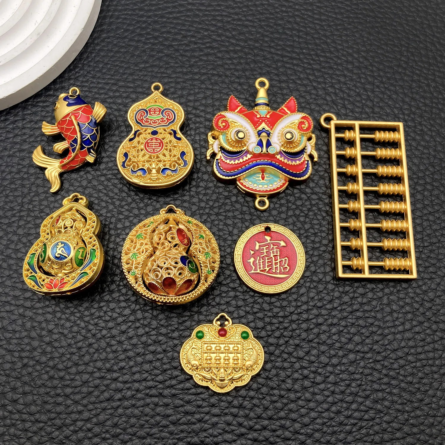 1/8pcs Chinese Style 3D The Great Gourd Awakens the Lion Charms Lucky Pendant Alloy DIY Bracelet Necklace Earring Jewelry Making