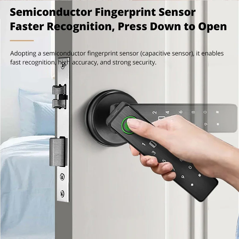 Fingerprint Smart Lock Keyless Entry Tuya Bluetooth Wifi Home Office Door Lock Password Digital Electronic Lock Card Access
