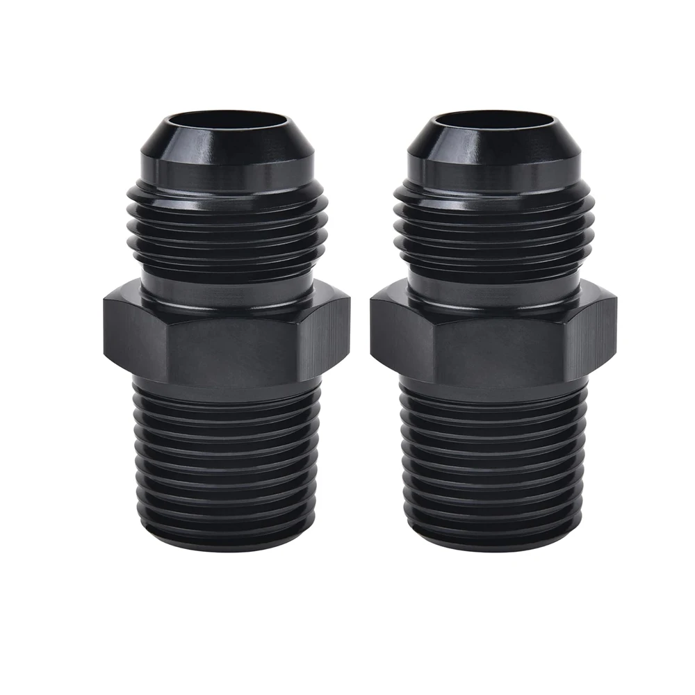 

AN3 AN4 Male Flare to 1/4" 1/2" 1/8" 3/8" 5/8" NPT Pipe Fitting Adapter Aluminum Straight Thread Connector Adapter Black