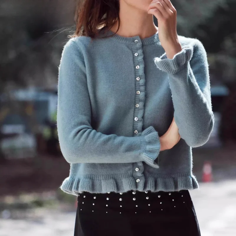 

Casual Knitted Long Sve round Ne Sweater Layered Decoration Women's Spring New Arrival Knitwear Comfortable Loose Sle