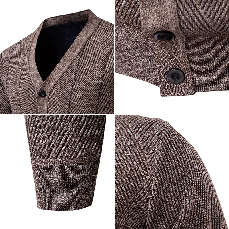 

Vm Fce Lined Knitwear Cardigan Men's Winter Warm Soft Cotton Blend Long Sve V Ne Casual Outdoor Faion
