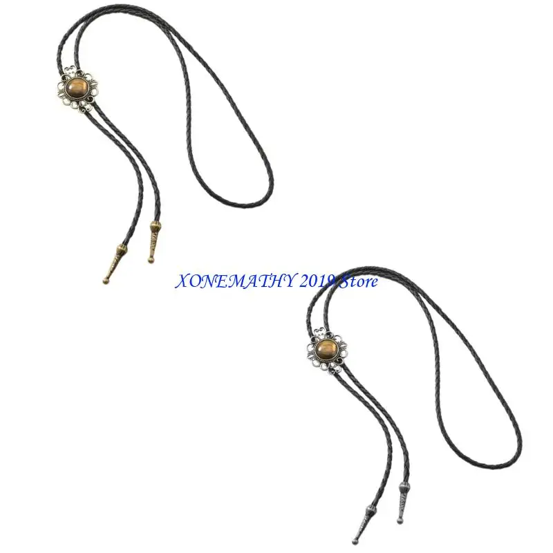 

F42F юго-западный племенной галстук-боло, кулон, ожерелье из искусственной кожи, цепочка из сплава, ювелирный аксессуар в стиле