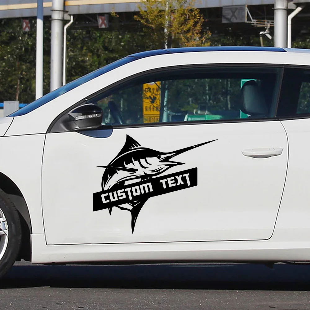 1 Stück Vinyl-Aufkleber mit Cartoon-Schwertfisch-Motiv, selbstklebender Tier-Thema, personalisierter Aufkleber für Auto, Auto, Heimdekoration