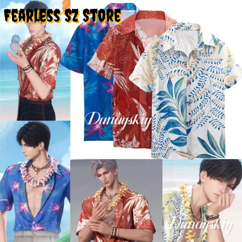 

Love And Deep Space Rafayel Xavier Shen Xinghui Zayne Пляжная рубашка Косплей Костюм Одежда День с короткими рукавами Одежда на Хэллоуин