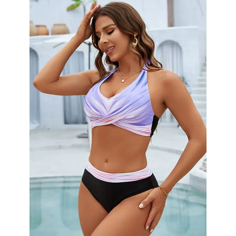 

Sexy Bikini 2025 Women Swimsuit Female Swimwear Halter Thong Biquini High Waist Bikinis Swimming For Bathing Suit