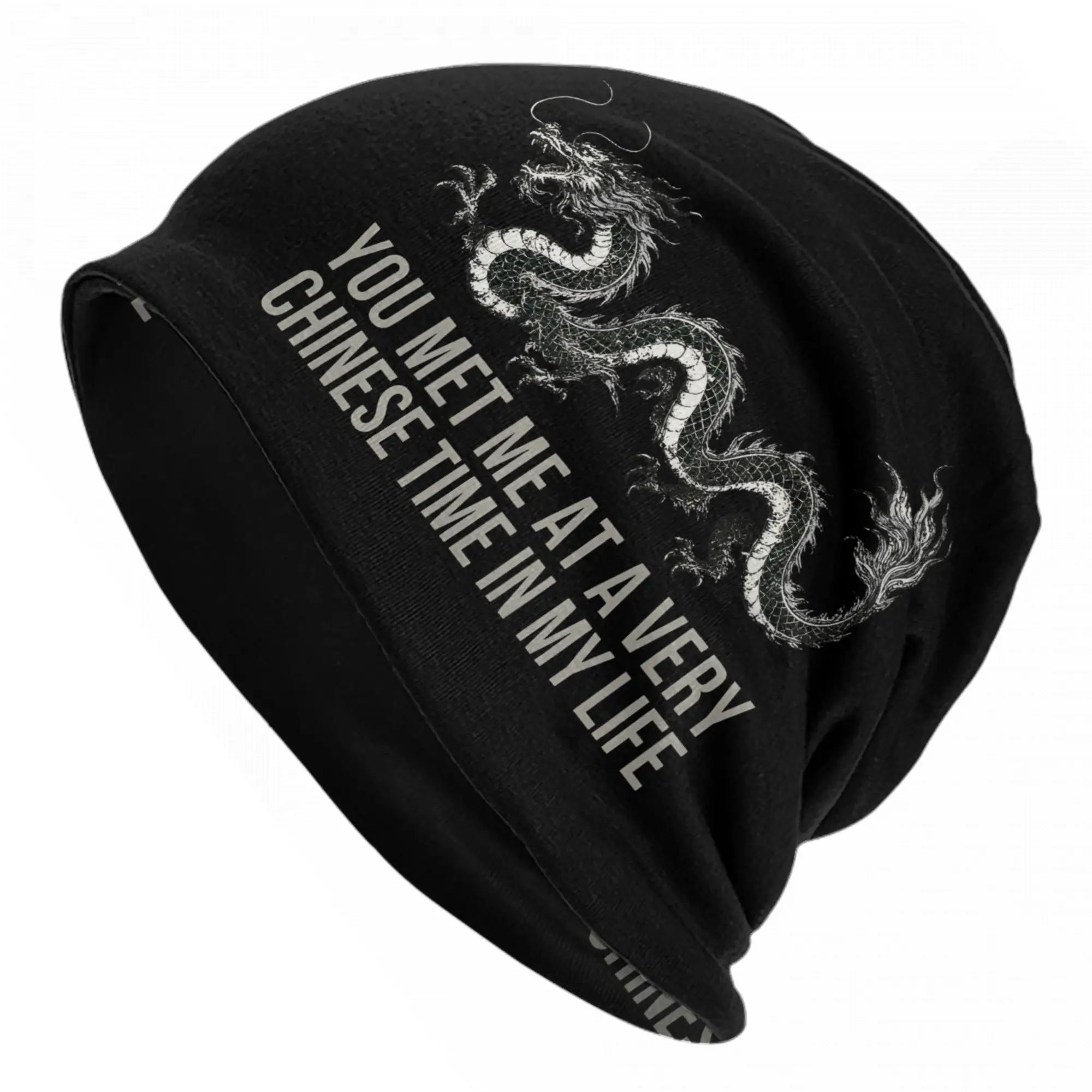 You Met Me At A Very Chinese Time In My Life Bonnet Hats Fashion Street Skullies Beanies Hats  Spring Dual-use Caps