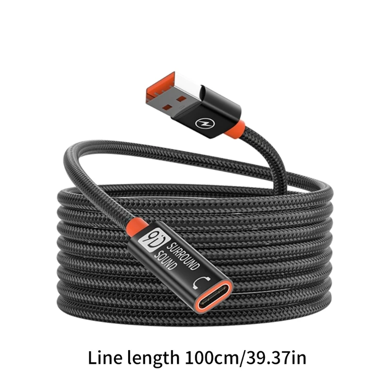 Cable carga USB A 3,0 macho A tipo C Cable extensión transferencia datos 5Gbps Cable trenzado nailon 15