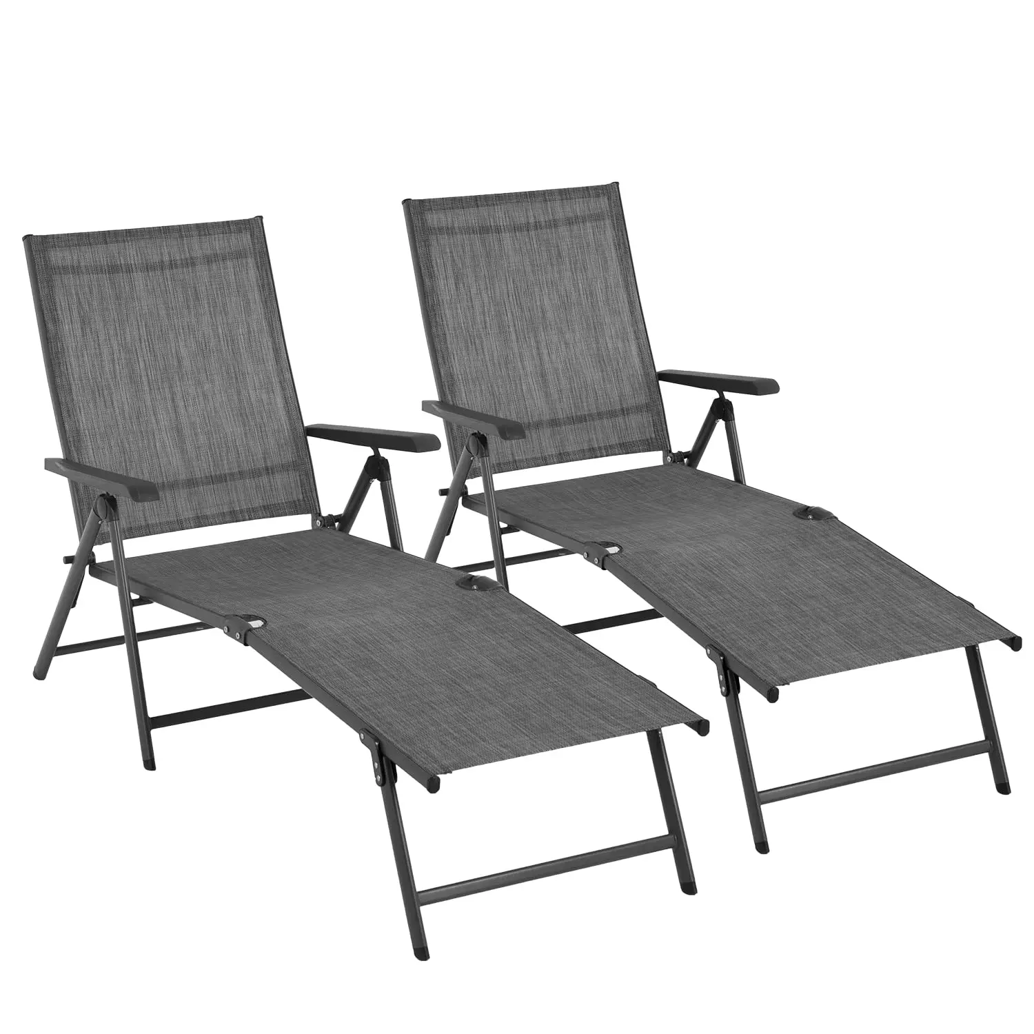 

Adjustable Folding Chaise Lounge Chair for Outdoor Pool Beach Yard Set of 2 Grey, Customized