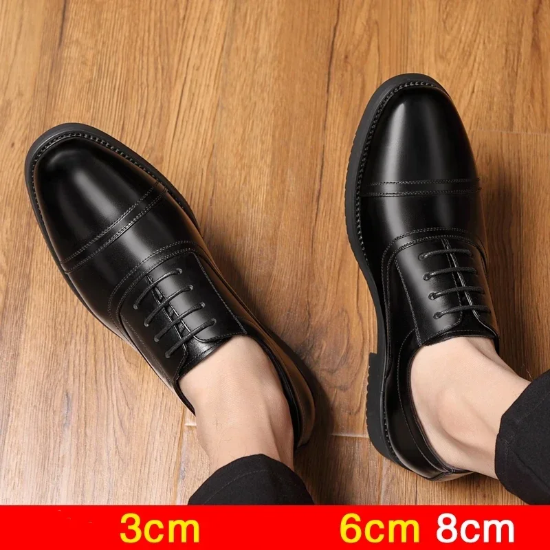 Chaussures formelles à élévateur pour hommes, chaussures provoqué Oxfords, chaussures d'affaires classiques, chaussures de luxe trempées, recommandé pour augmenter, 3 cm, 6/8 cm