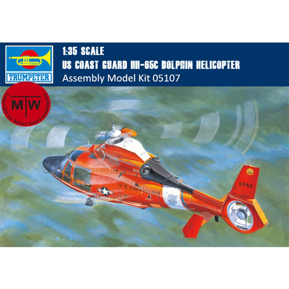 

Trumpeter 05107 1/35 Scale US Coast Guard HH-65C Dolphin Helicopter Military Plastic Assembly Model Kits