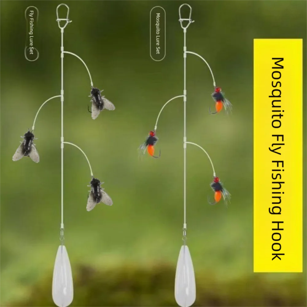 

2Bag New Long Tail Fly Fish Lure Soft Silicone Head Fishing Tackle Soft Bait Hook Carbon Steel Anti Winding Fly Hook Durable