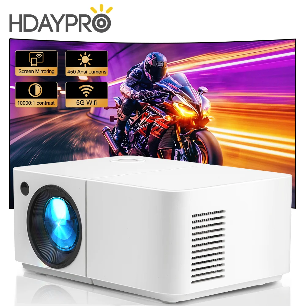 

PROGAGA HD300 450ANSI 14000 Lumens Portable Projector Smart 5G WiFi BT for Home Theater Cinema portable Video projector Outdoor