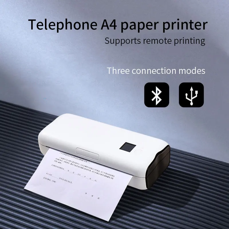 Ink free Android IOS Mobile Bluetooth A4 printer wireless portable thermal printer for printing A4 document PDF Picture web page