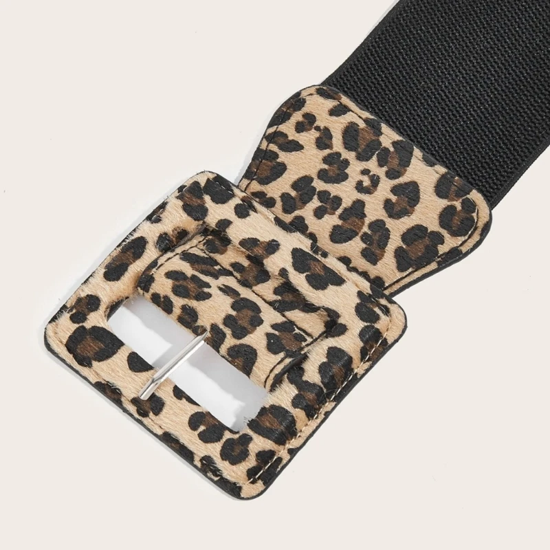 Trendy Wide Belt Waistband Belt Elastic Unique Leopard Print Decorative Belt Wide Waistband Belt for Dress