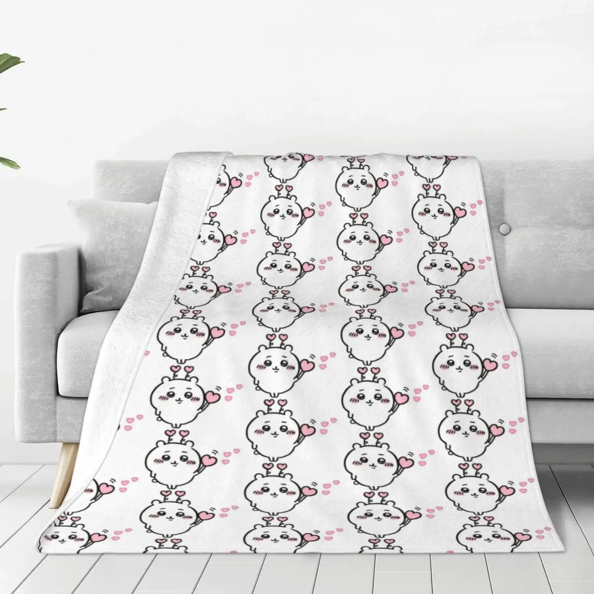

Custom 3D Print Chiikawa Love Blankets Breathable Soft Flannel Autumn Throw Blanket for Couch Travel Bedding