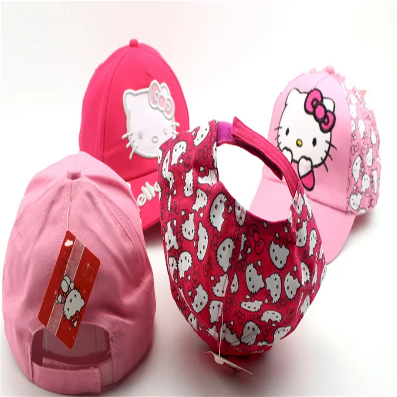 Sanrio Hello Kitty Cartoon Bordado Chapéu de Beisebol, Chapéu Infantil, Moda Anime, Brinquedo, Sombrinha Chapéus, Bonito, KT Gato, Língua de Pato, Presentes