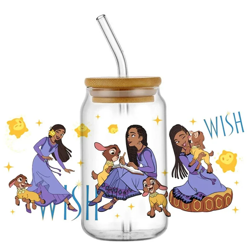 

Wish Decal 3D Washable UV DTF Cup Wrap for 16oz Libbey Glasses DIY Cartoon Animation Mug Transfer Sticker