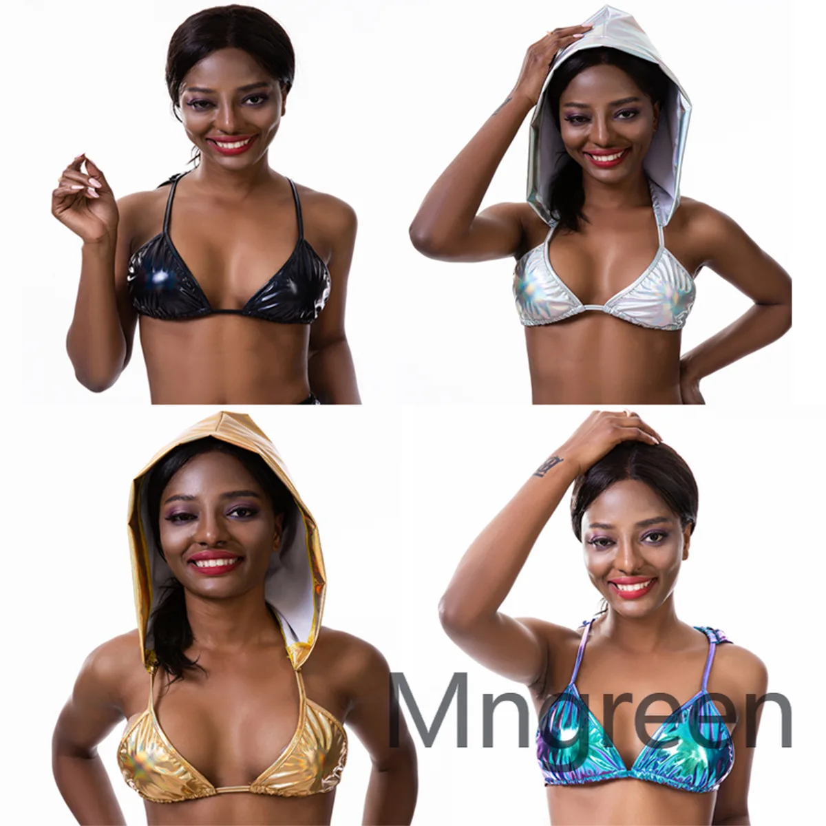 

2025 New Supply Laser Symphony Sexy Bra, Bright Leather Beach Swimsuit European and American Women's Small Vest, Direct Batch