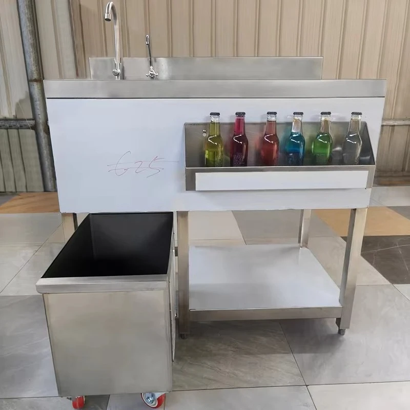 Professional Electric 1500W Irregular Shape Customizable Stainless Steel Cocktail Bar with Refrigeration for Commercial Bars