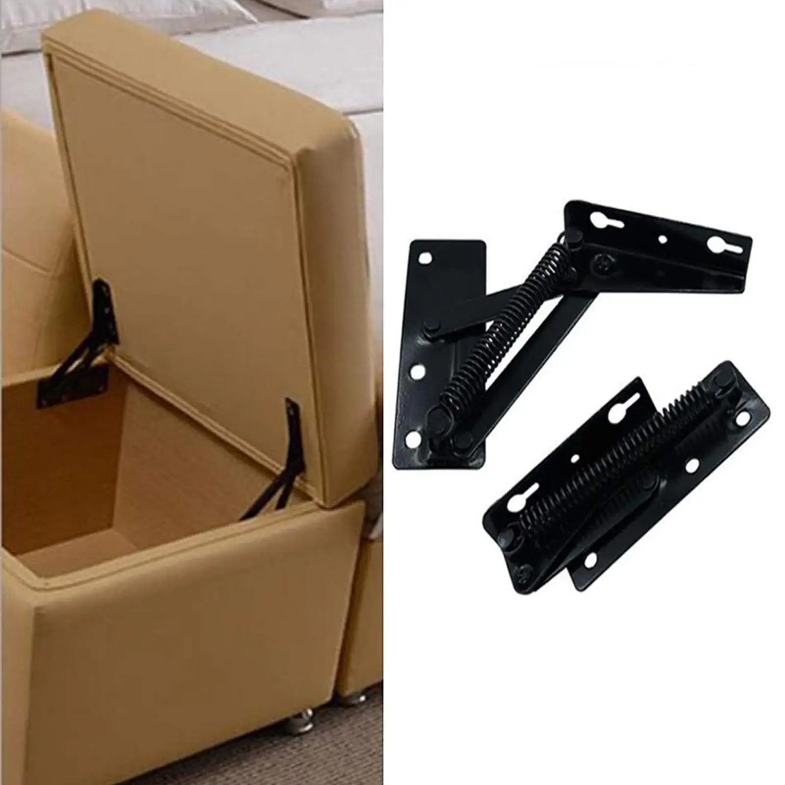 2x Foldable Lifting Brackets Support Hinges Heavy Duty Bedroom Spring Hinges