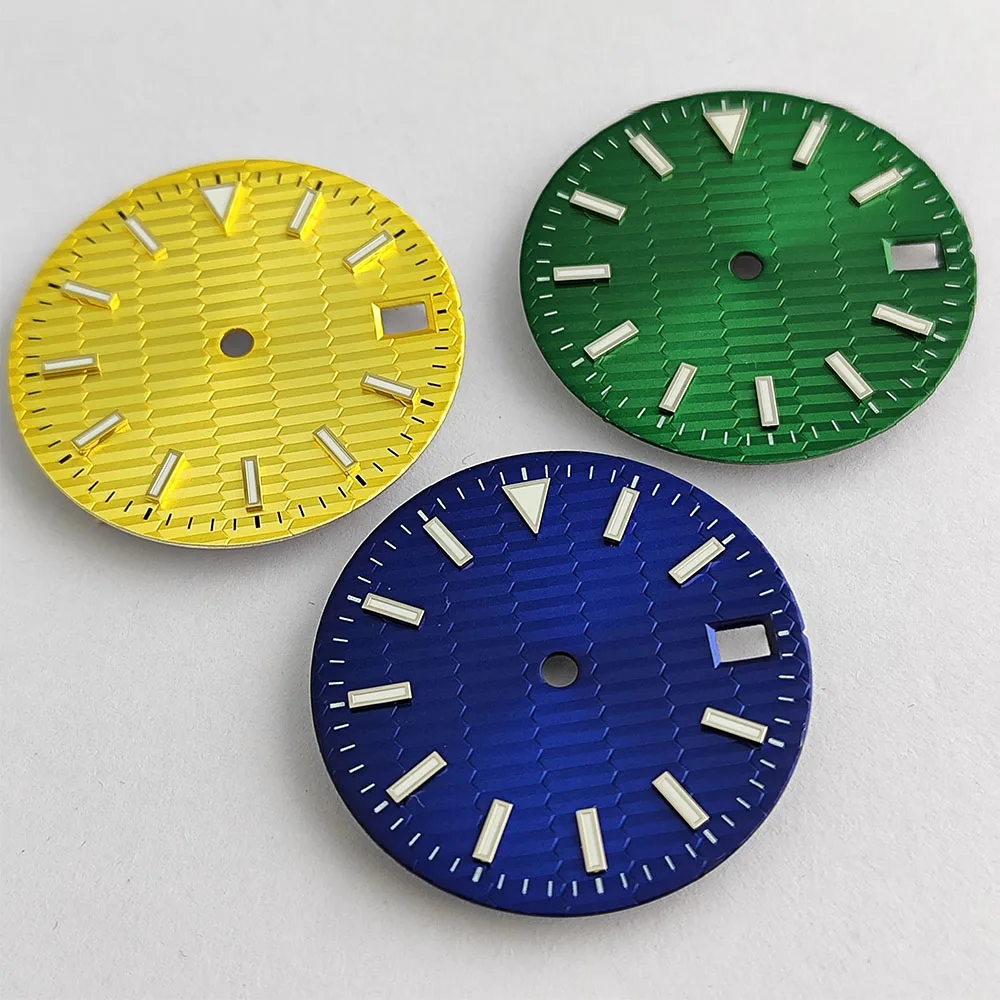 NH35 watch dial striped index suitable for NH35 movement yellow green  blue dial C3 dial 28.5mm dial NH35 hands