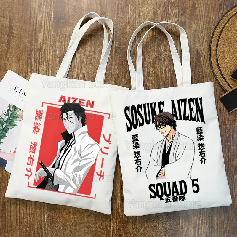 

Bleach Aizen Sousuke Canvas Simple Cartoon Print Shopping Bags Girls Fashion Life Casual Pacakge Hand Bag