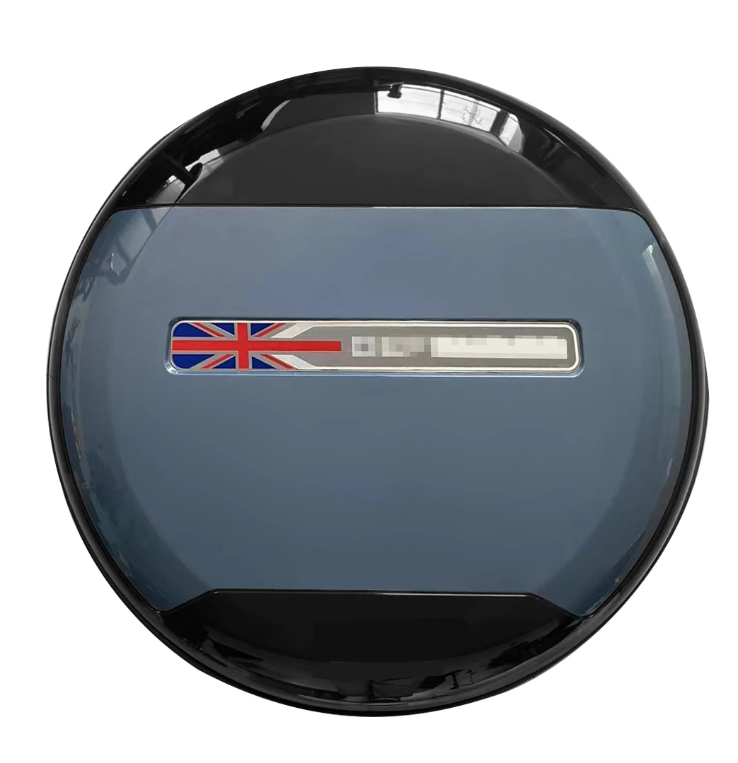 Spare Tire Cover fits for LR Defender 110 90 130 2020-2024 2025 ABS Wheel Cover Protector (Tasman Blue+Glossy Black，Flag style)