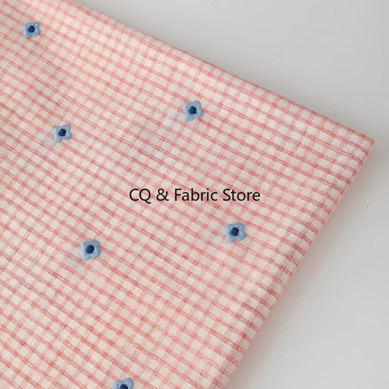 Ins Style Spring Summer Thin Floral Embroidery Fabric For Women Dress Kids Clothing DIY Material By The Meter