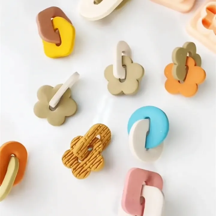 Donut Link Chain Cutters Circle Arch Blob Flower Square Polymer Clay Cutters Clay Tools / Jewellery Tools / Earring Making