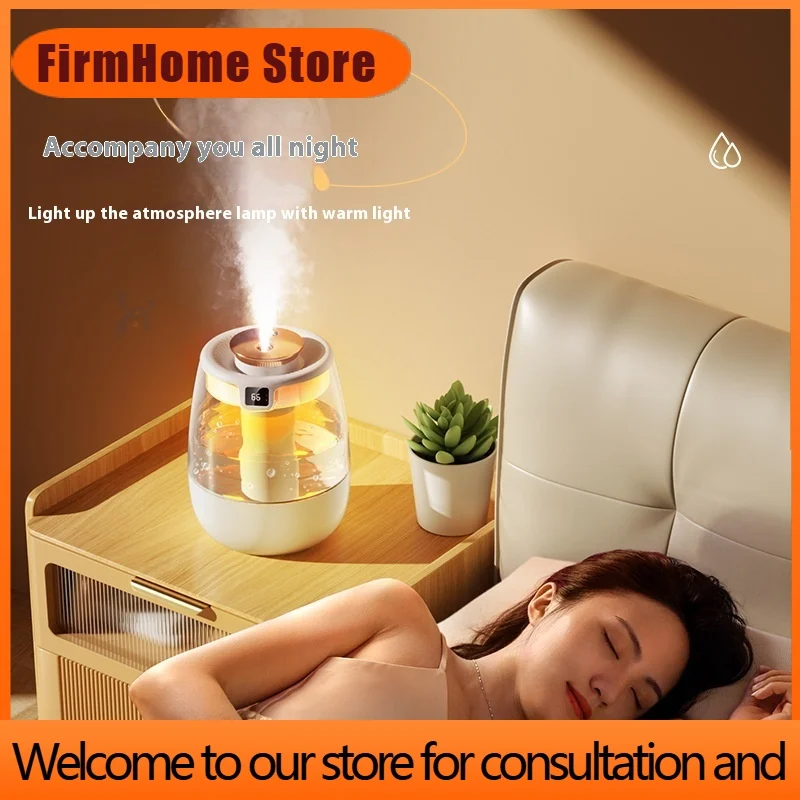 FirmHome StoreDual-Mist Humidifier – High-Capacity, USB-Powered, Ultra-Quiet For Home/Bedroom/Office, With Night Light & Digital
