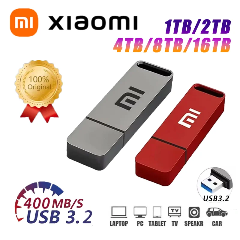 Xiaomi-Clé USB 3.2 haute vitesse, clé USB, 4 To, 8 To, 16 To, type-c, métal, mémoire étanche pour les reviede stockage d\'ordinateur, nouveau