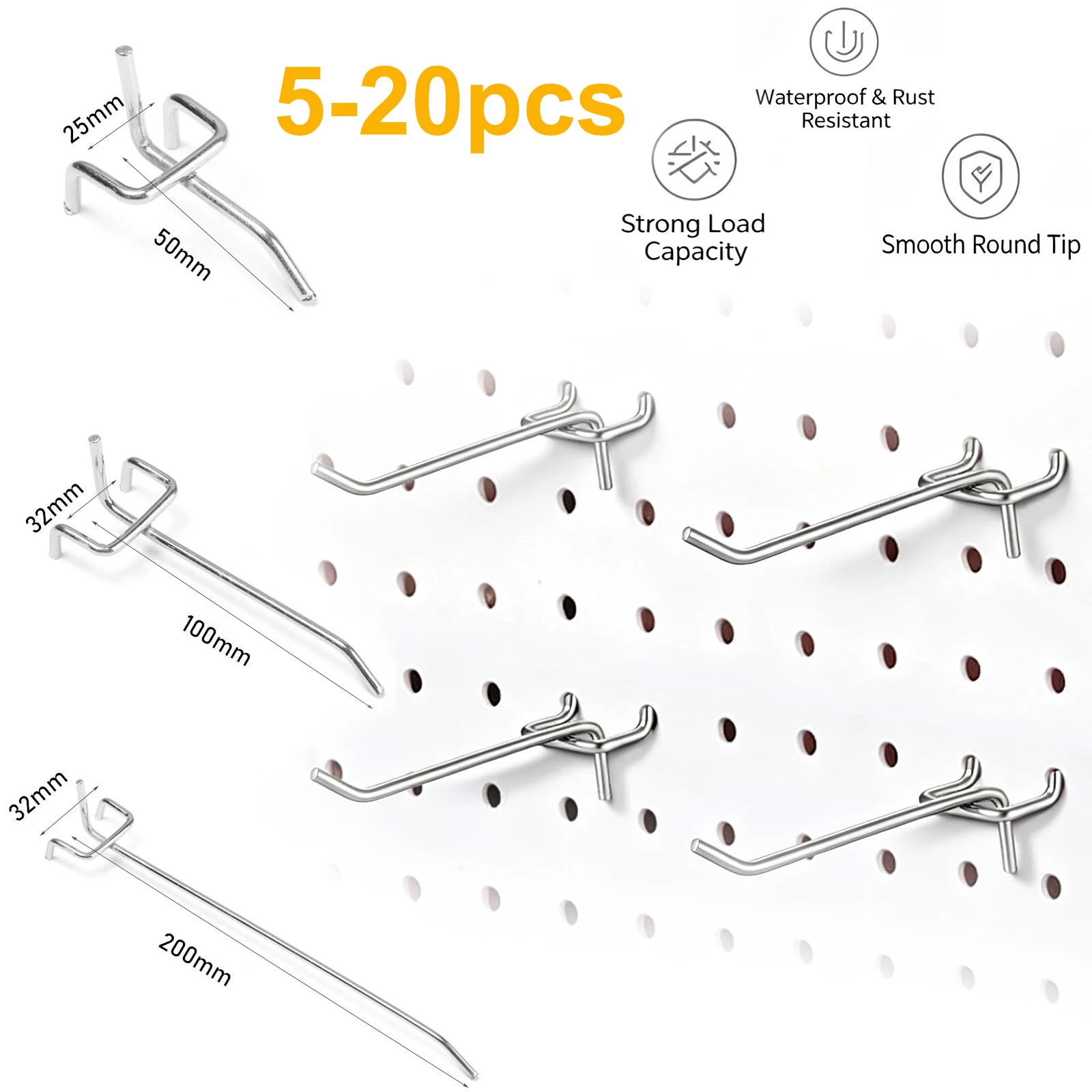 5-20Pcs Convenient Retail Shop Mesh Stall Hangers Wall Hook Coat Bag Supermarket Shelf Hook Metal Universal Mesh Panel Hooks