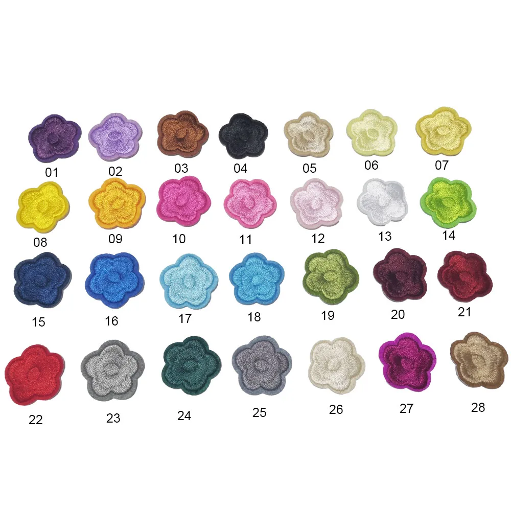 Small Flower Iron on Patches, DIY Accessories for Clothes Bags, Decorative Appliques, Adhesive Backing, 28 Colors, 10 PCs/Lot