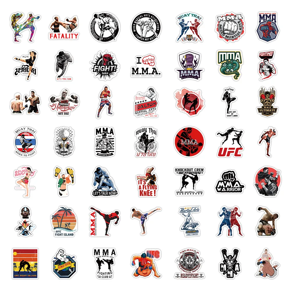 50pcs MMA Mixed Martial Arts Graffiti Car Trunk Water Cup Waterproof Sticker