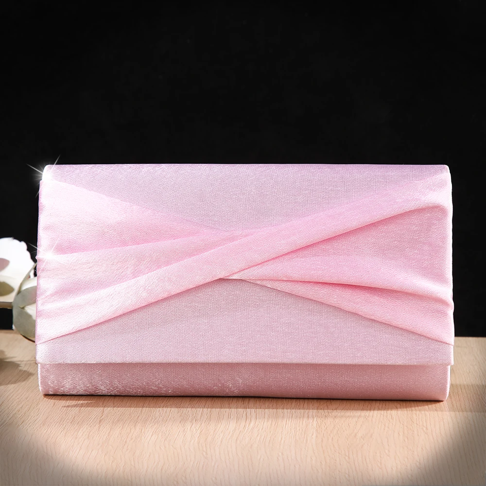 New satin pleated clutch bag - luxurious designer bag for high-end social events, wedding parties and bridal gowns.