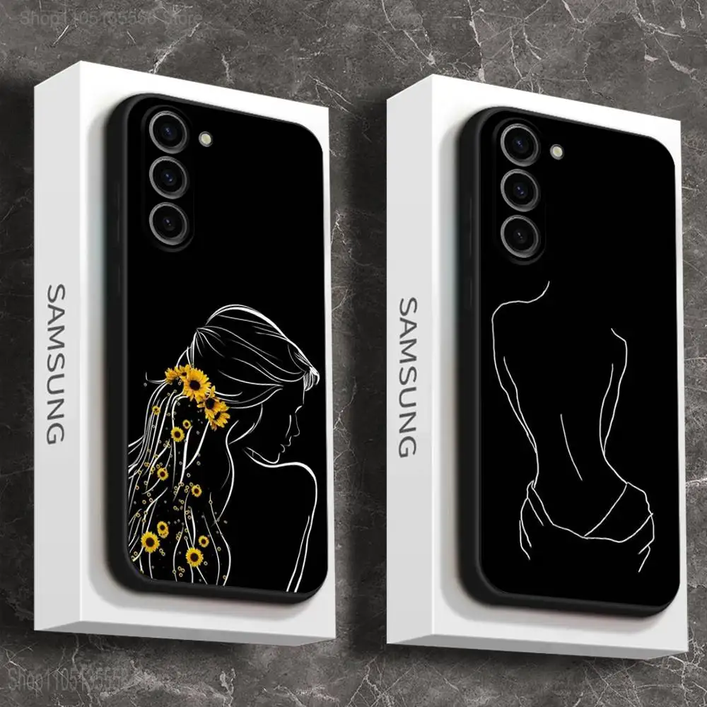 

Art Sexy Body Woman Phone Case For Samsung Galaxy A 73,72,51,53,52,71,22,5G,Note,J7,8,9 Soft Black Cover