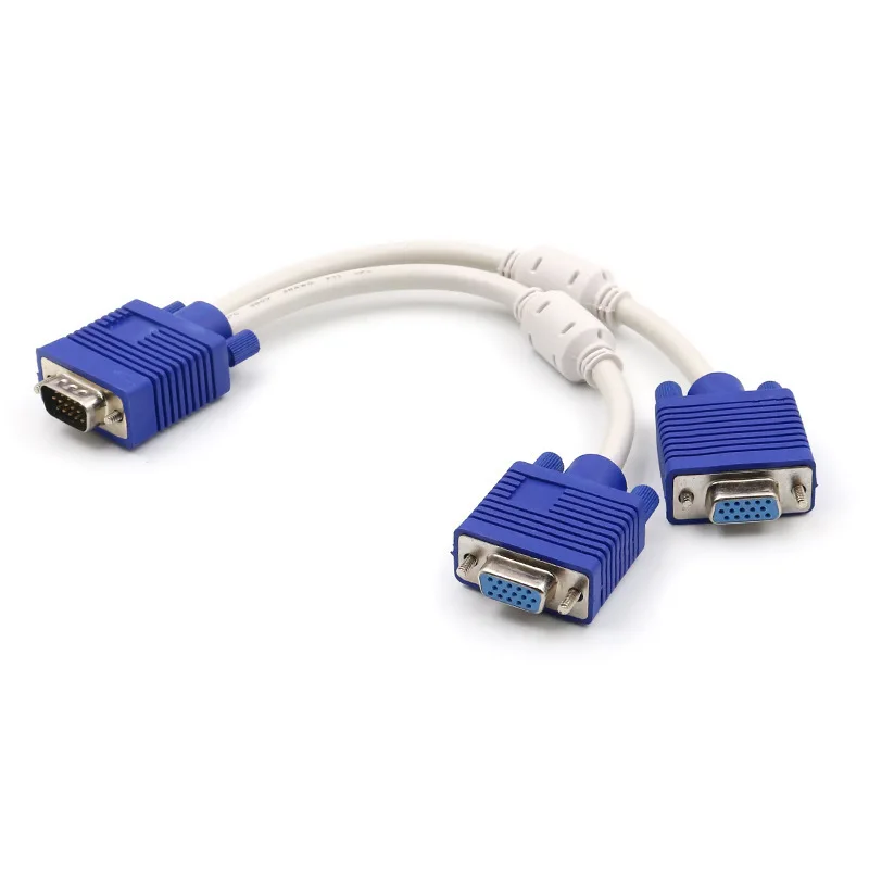 2PCS 0.3M VGA 3+6 Splitter Cable, 1 Male to 2 Female Video Cord for Monitor, Video Device