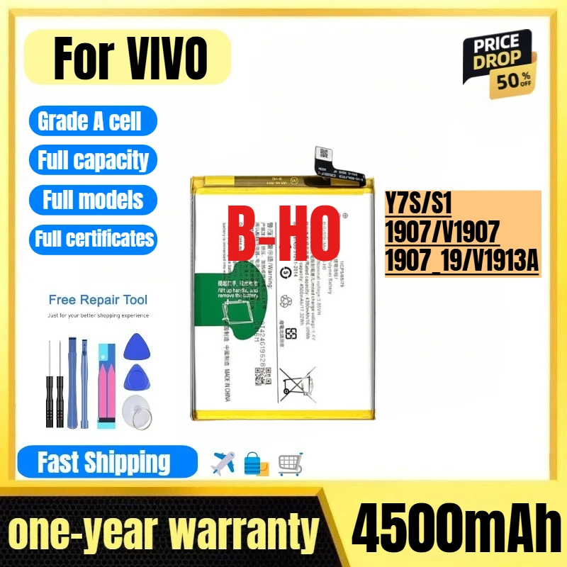 

B-H0 for VIVO Y7S/S1/1907/V1907/1907_19/V1913A Phone Battery High Quality High Capacity Replacement Bateria with Tools