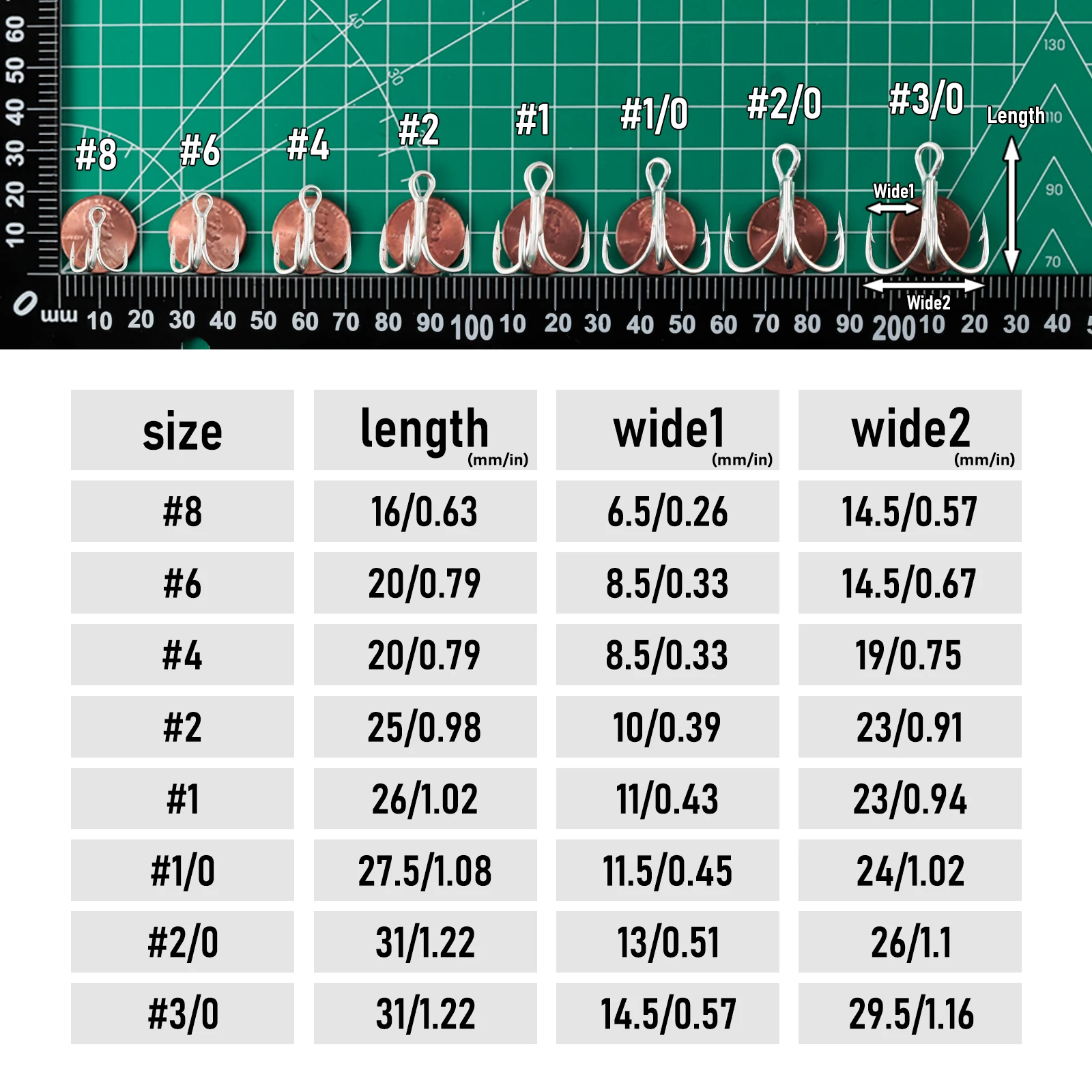 Anzuelos triples 4X de acero al carbono – Alta resistencia para agua salada - imagen 5