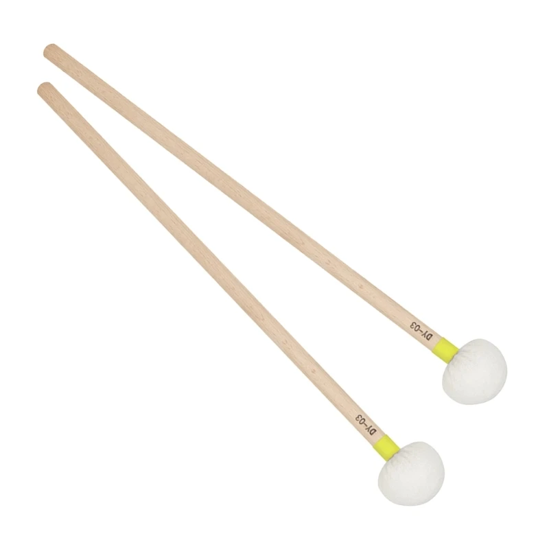 1 Pair Felt Head Timpani Mallet Drumstick Wood Handle Percussion Band Stick Marchings Snares Drum Stick Hammer