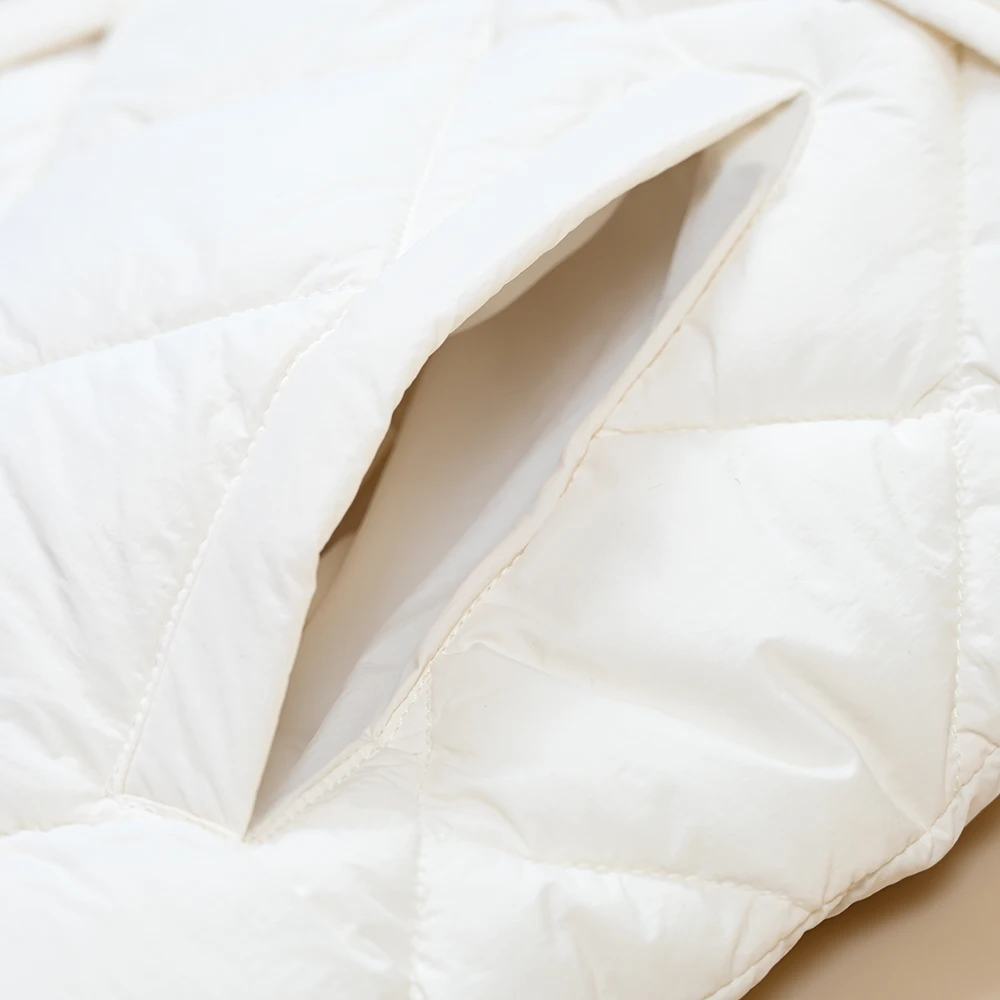 

Новый зимний женский стеганый жилет с ромбовидным узором и воротником-стойкой с поясом, теплый хлопковый жилет Flng Sve K Sle, серия США